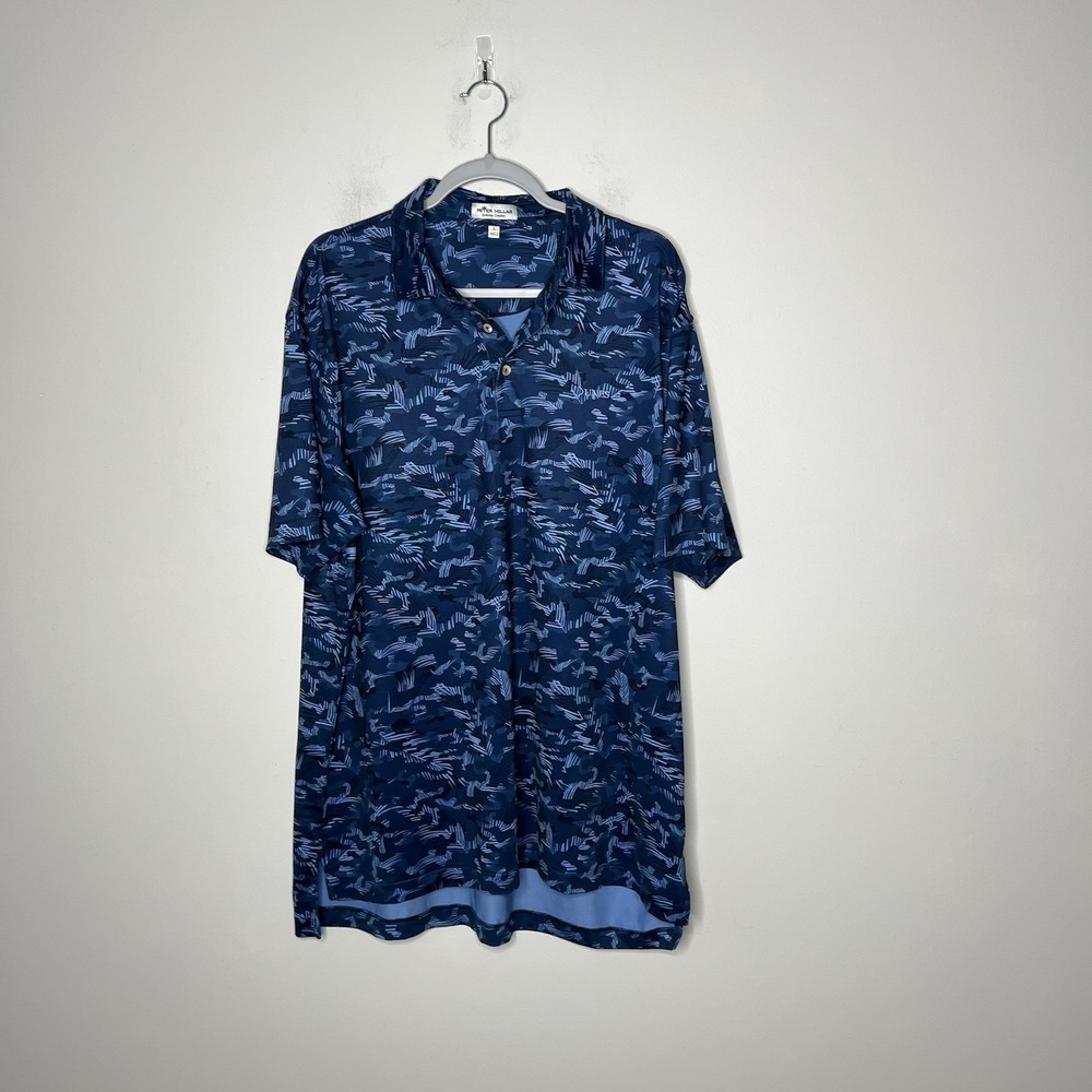 Peter Millar Summer Comfort Polo Shirt Mens Large Blue Tidal Wave Performance